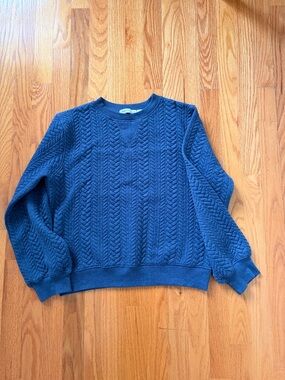 Women’s Blue Cable looking cotton Crewneck Sweater